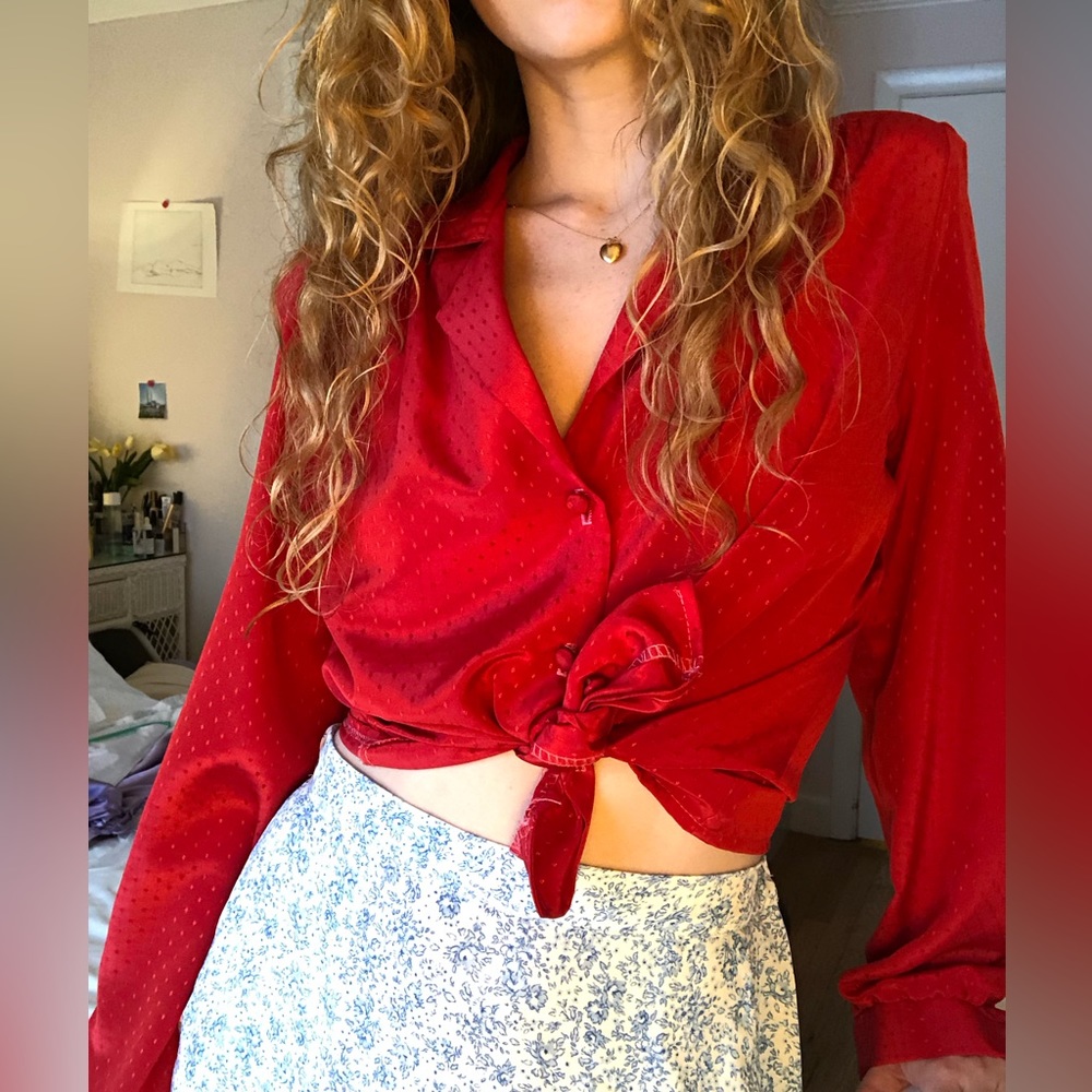 Vintage Red Button Up Top